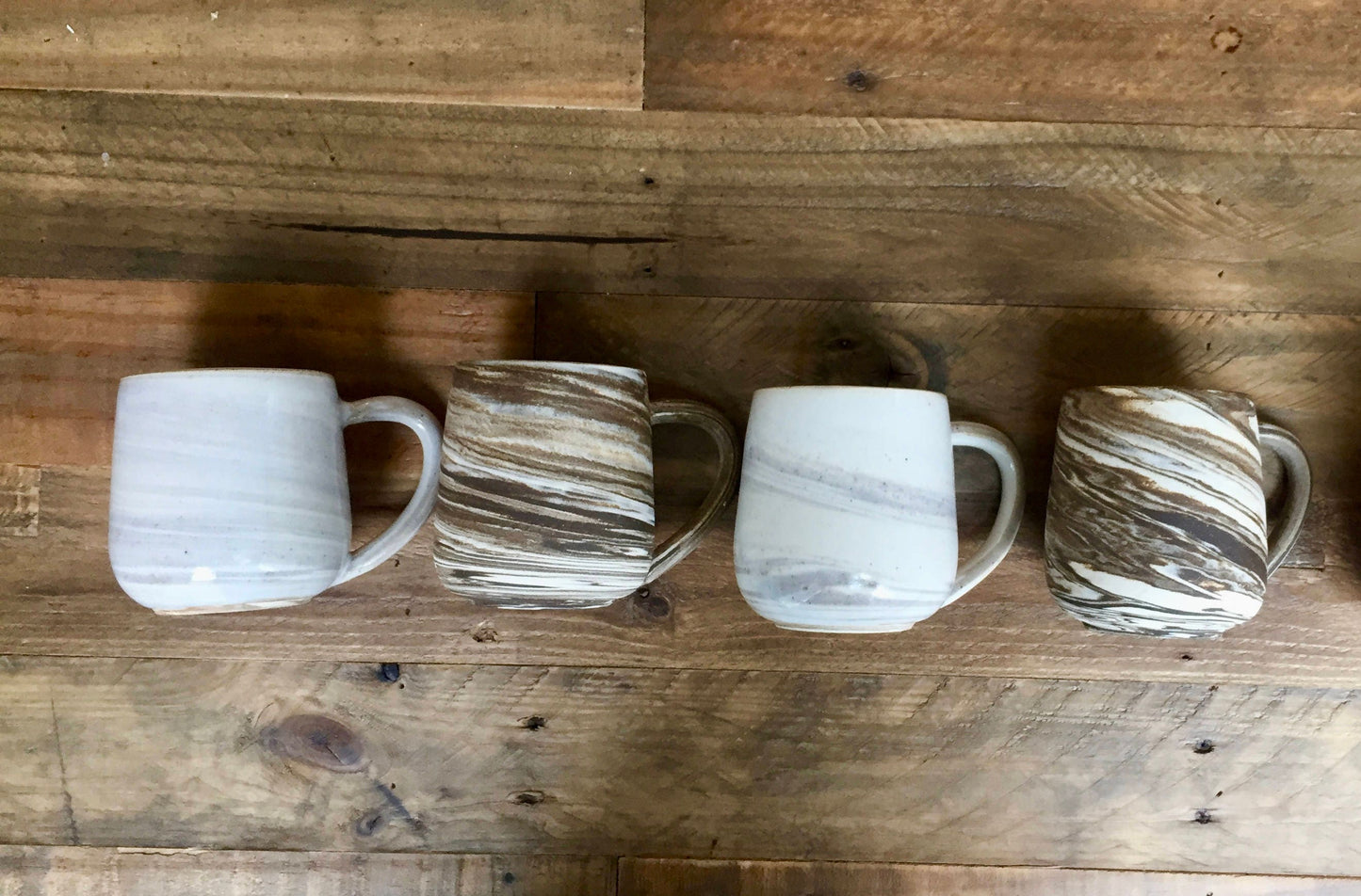 ceramic coffee mug-marble  design - Brown and white