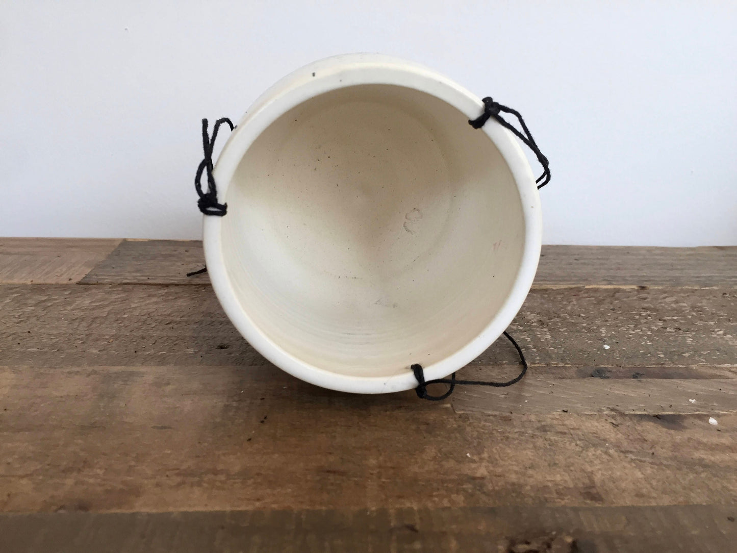 Small Ceramic planter-white and black - hanging flower pot - herb planter