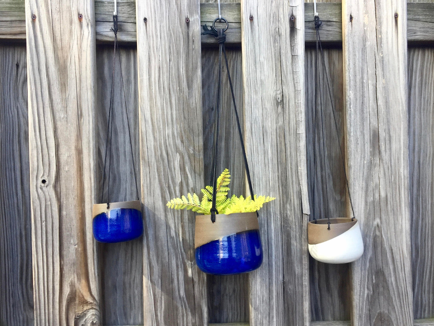 Small Ceramic planter-Blue- hanging flower pot -herb planter