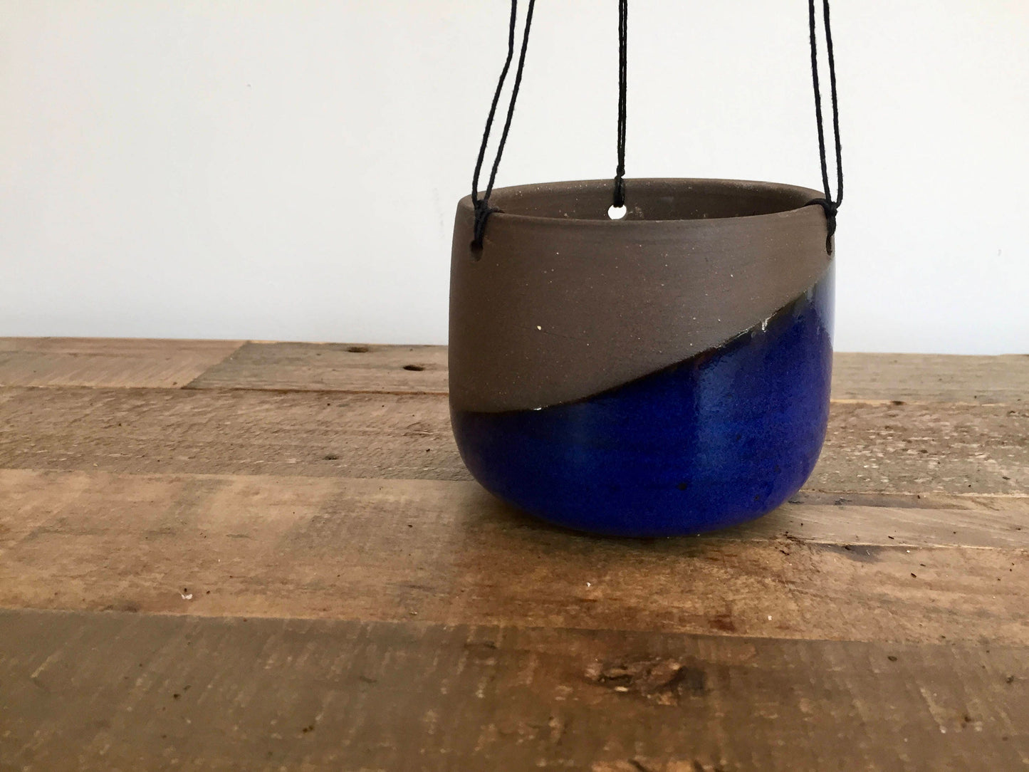 Small Ceramic planter-Blue- hanging flower pot -herb planter