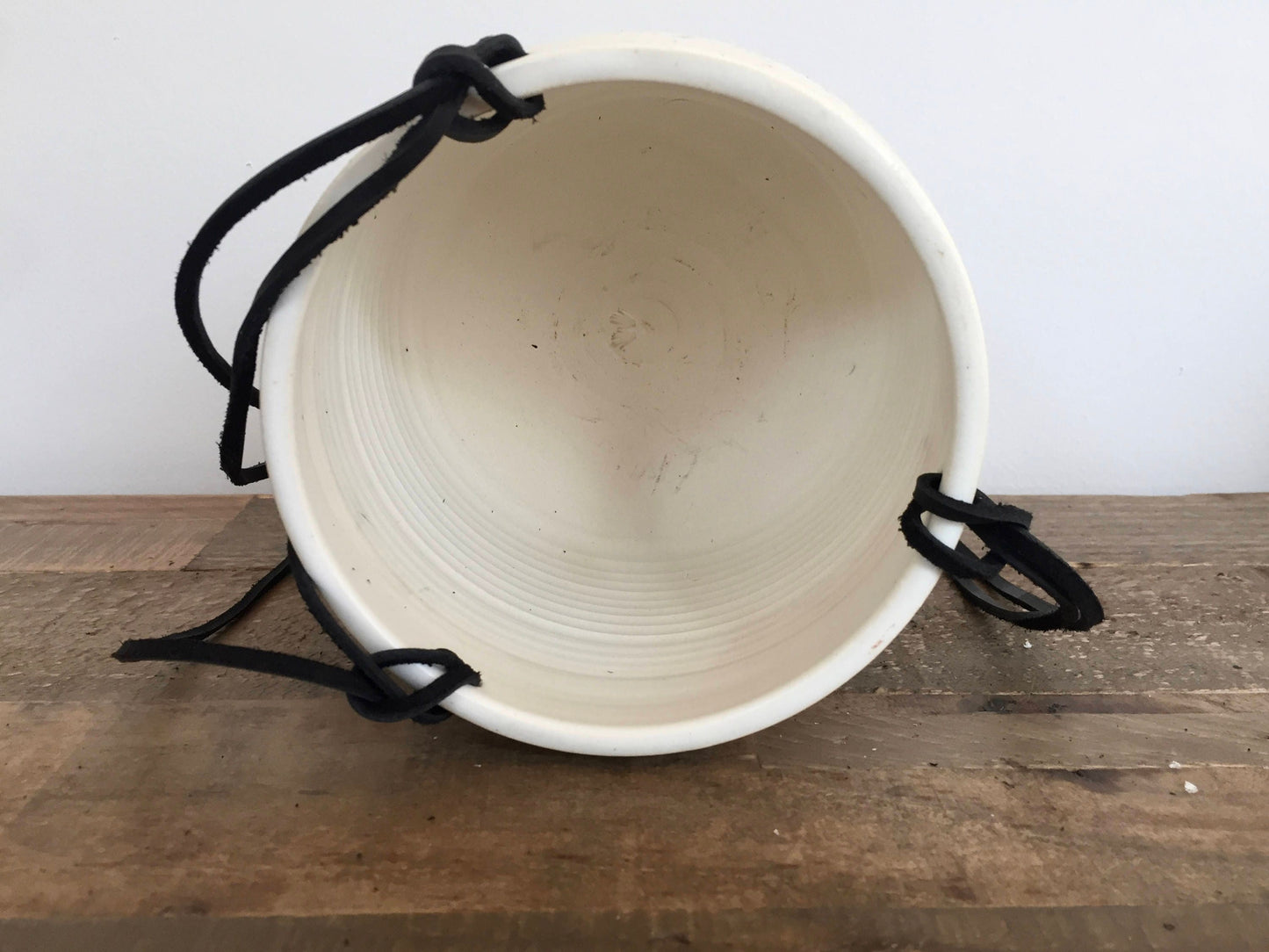 Large Ceramic planter-white and black-   Hanging flower pot - herb planter
