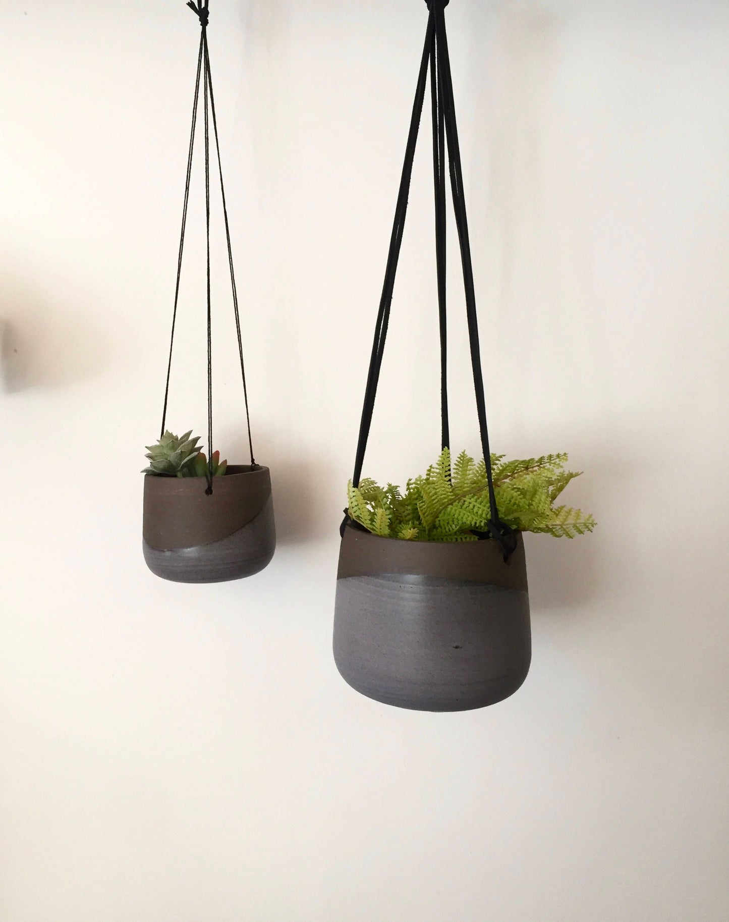 Small Ceramic hanging planter - purple gray - hanging jar -flower pot- candle holder - herb planter