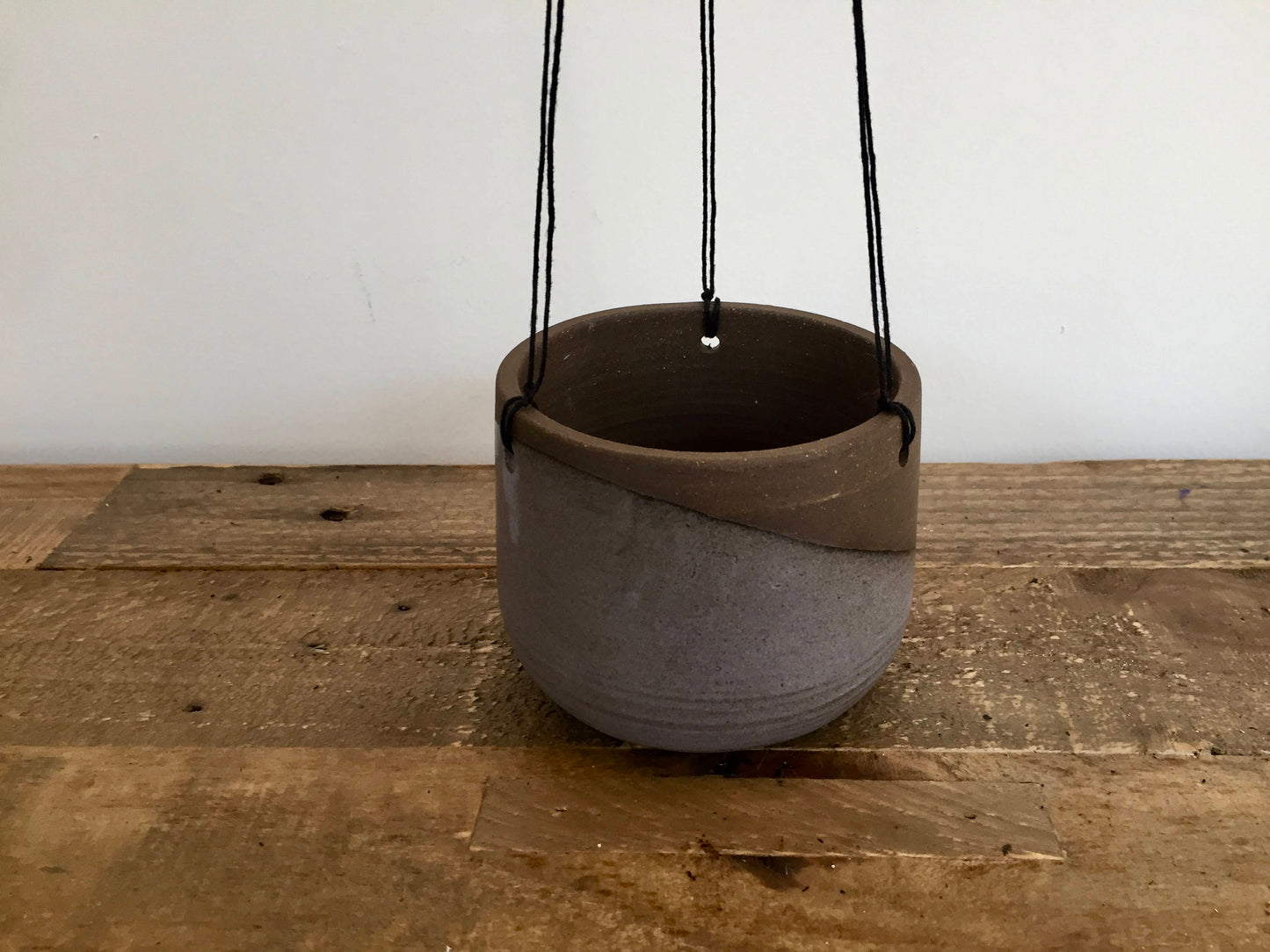 Small Ceramic hanging planter - purple gray - hanging jar -flower pot- candle holder - herb planter