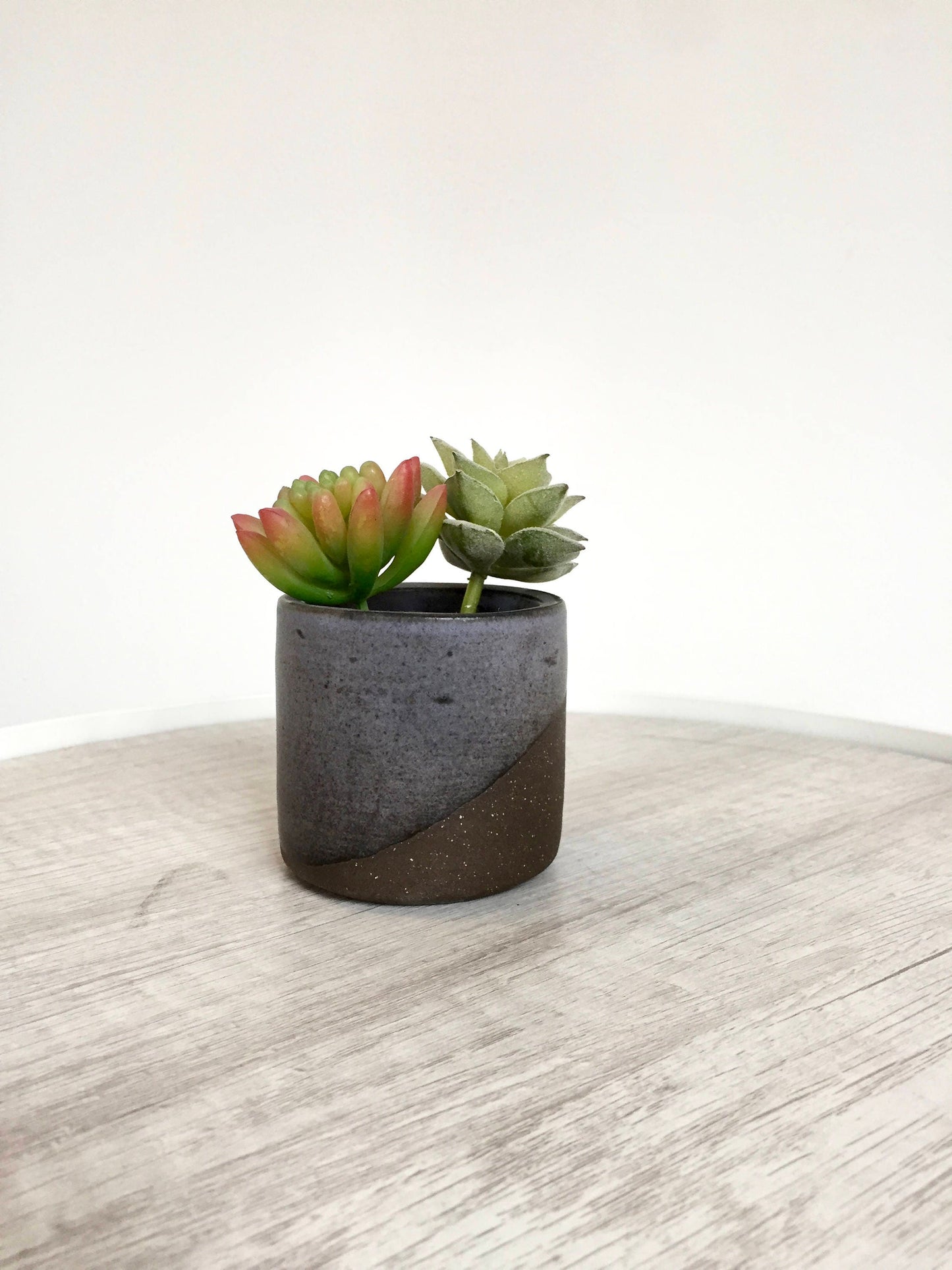 Ceramic mini planter- handmade succulent pot- purple gray