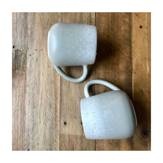 ceramic mug - handmade coffee cup- Gray and white