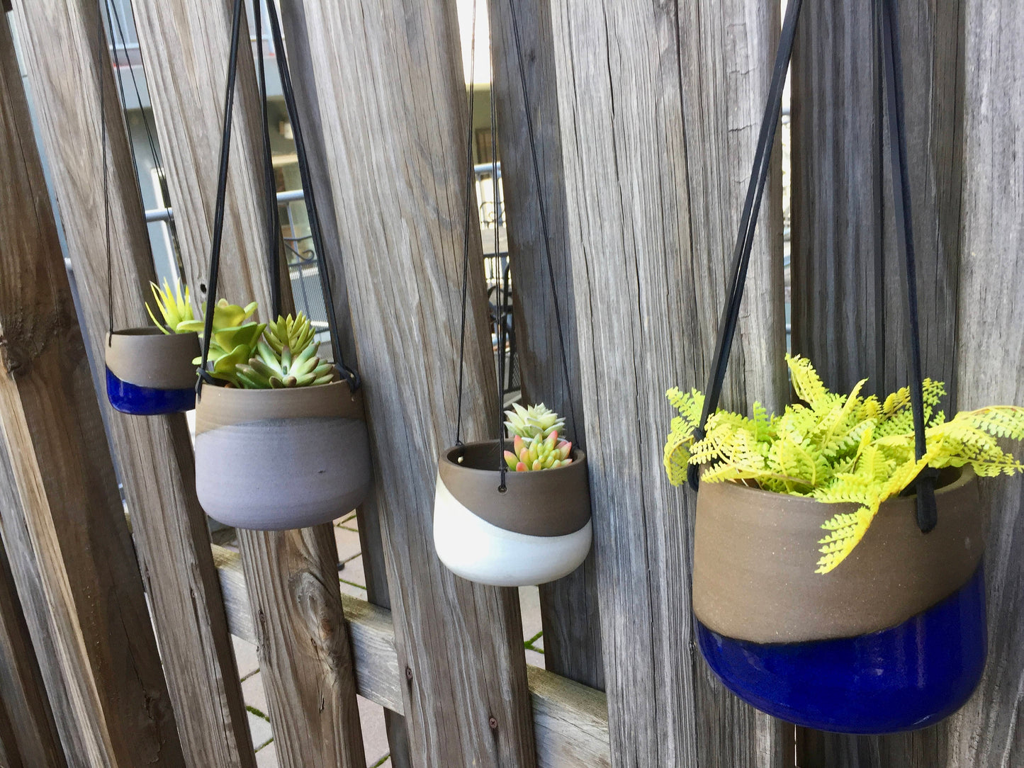 Large Ceramic planter-Blue- hanging flower pot -herb planter