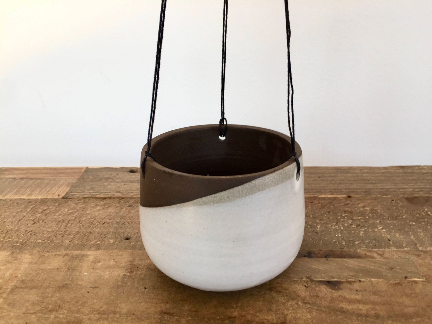 Small Ceramic planter-white-   Hanging flower pot - herb planter