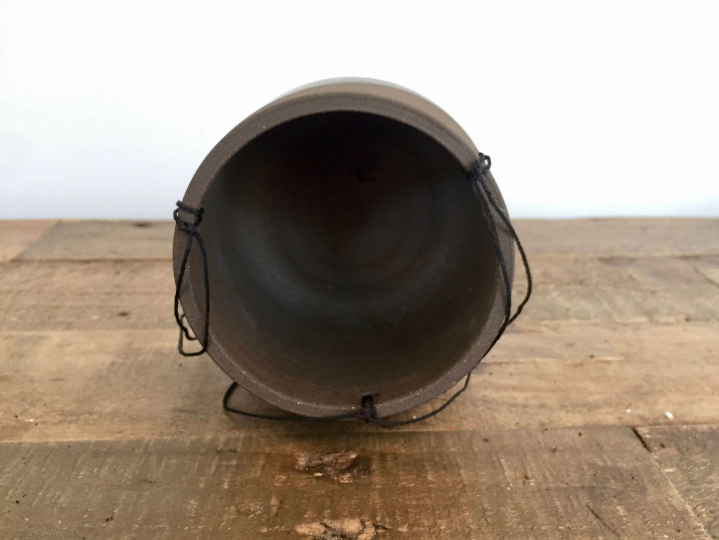 Small Ceramic planter-white-   Hanging flower pot - herb planter