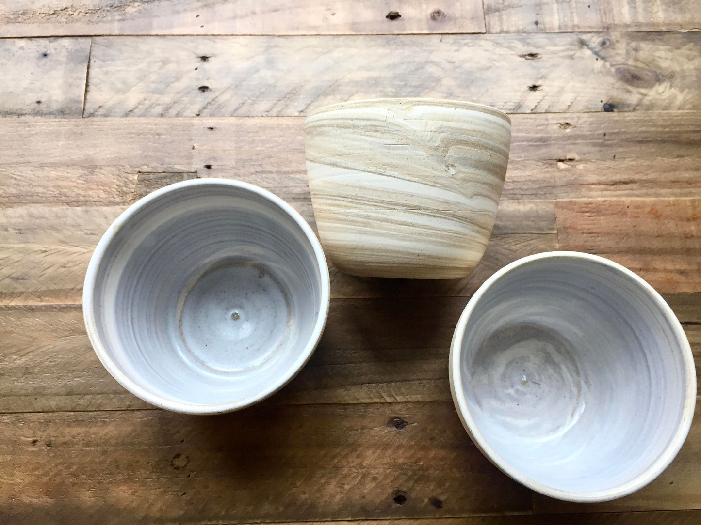 ceramic bowl - beige and white marbled clay-kitchenware