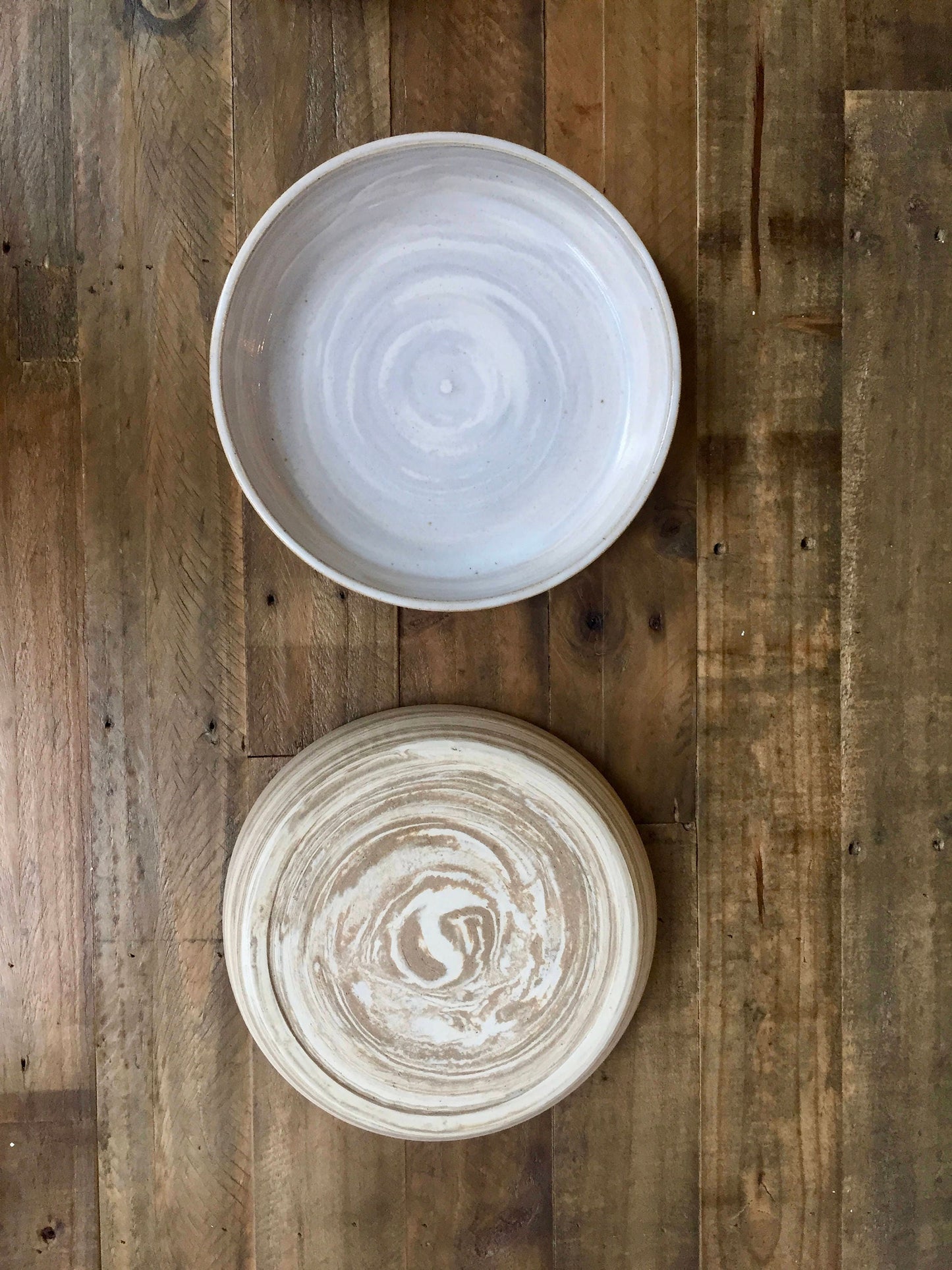 ceramic plate - beige and white marbled clay- kitchenware Blate