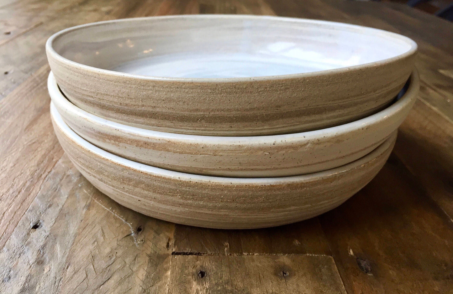 ceramic plate - beige and white marbled clay- kitchenware Blate