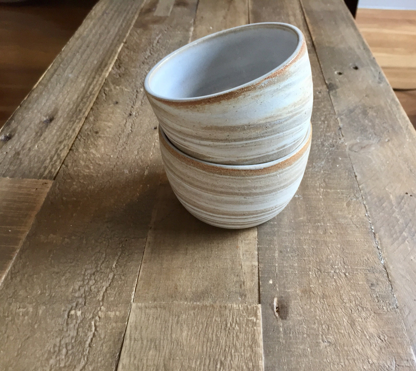 Small dip bowl-ceramic bowl - Marbled clay beige and white