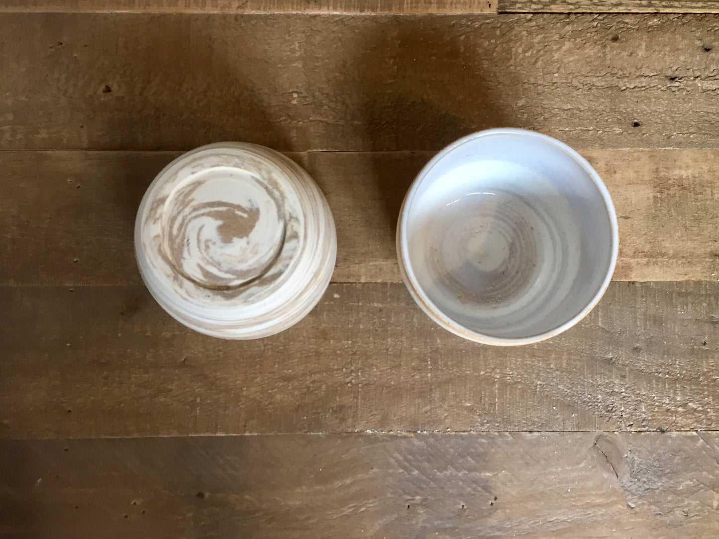 Small dip bowl-ceramic bowl - Marbled clay beige and white