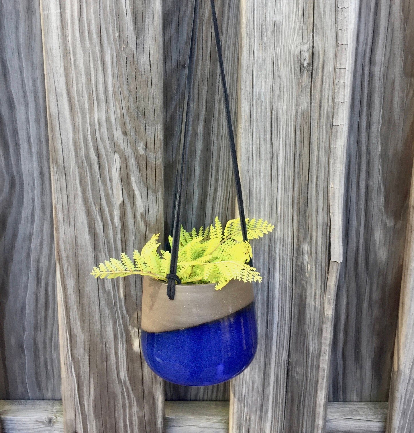 Large Ceramic planter-Blue- hanging flower pot -herb planter