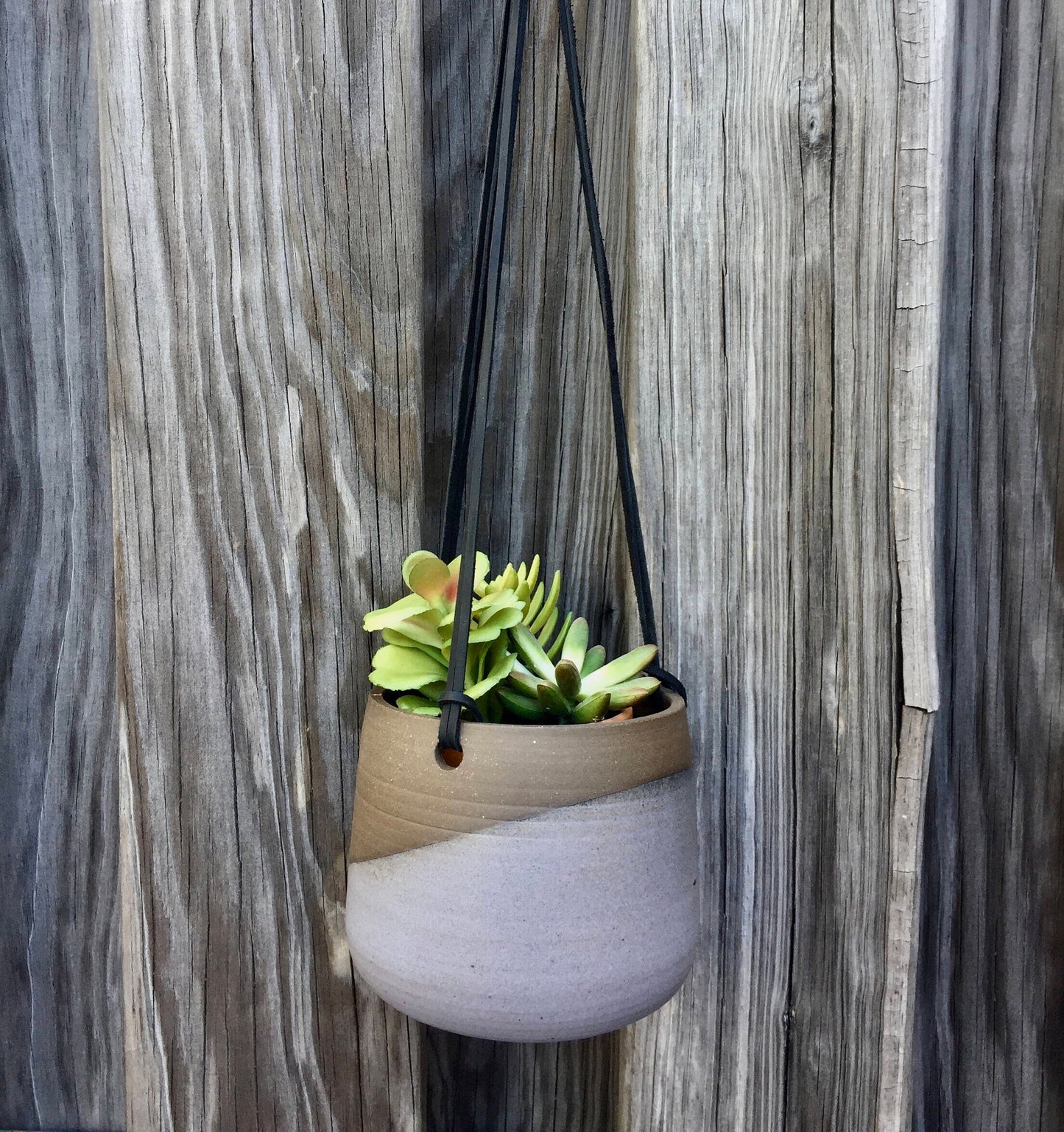 Hally custom order Large Ceramic planter-Purple/gray-   Hanging flower pot - herb planter