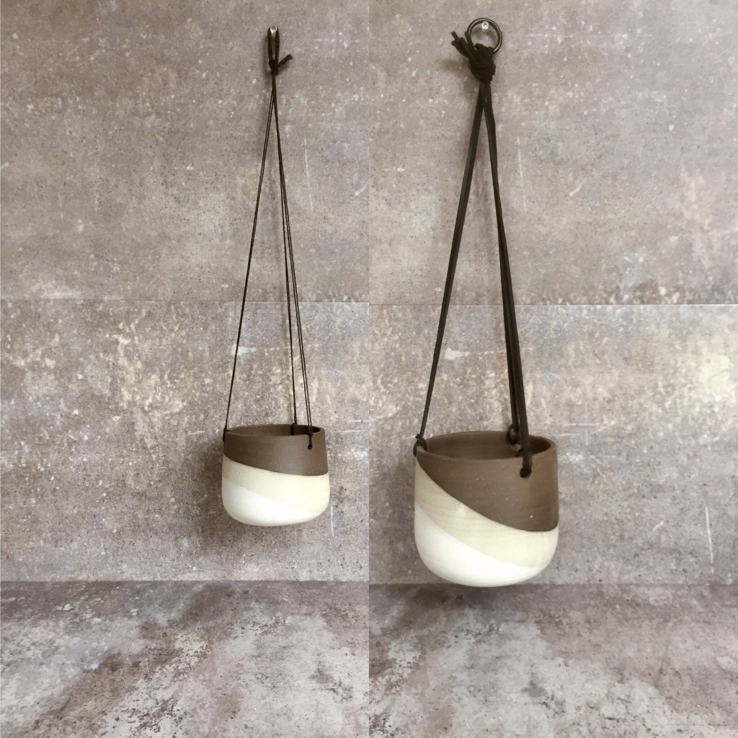 Small Ceramic planter-white-   Hanging flower pot - herb planter