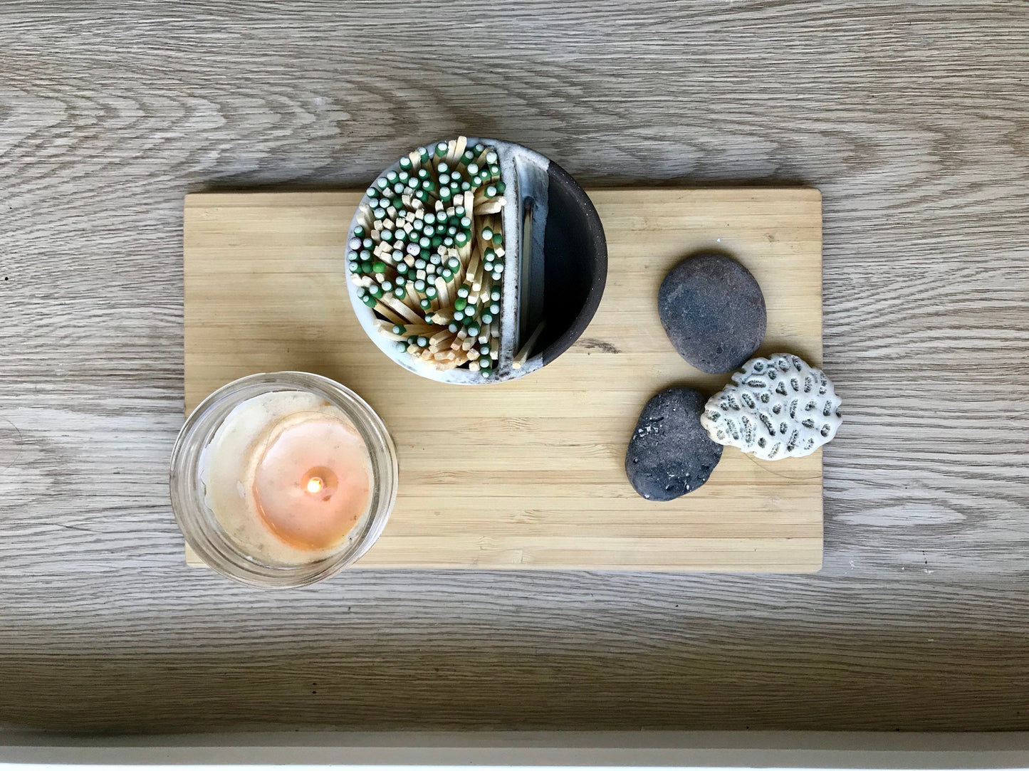 Ceramic Matchstick holder Duo- Strike on side with discard slot- White and chocolate - small jar- NEW!!