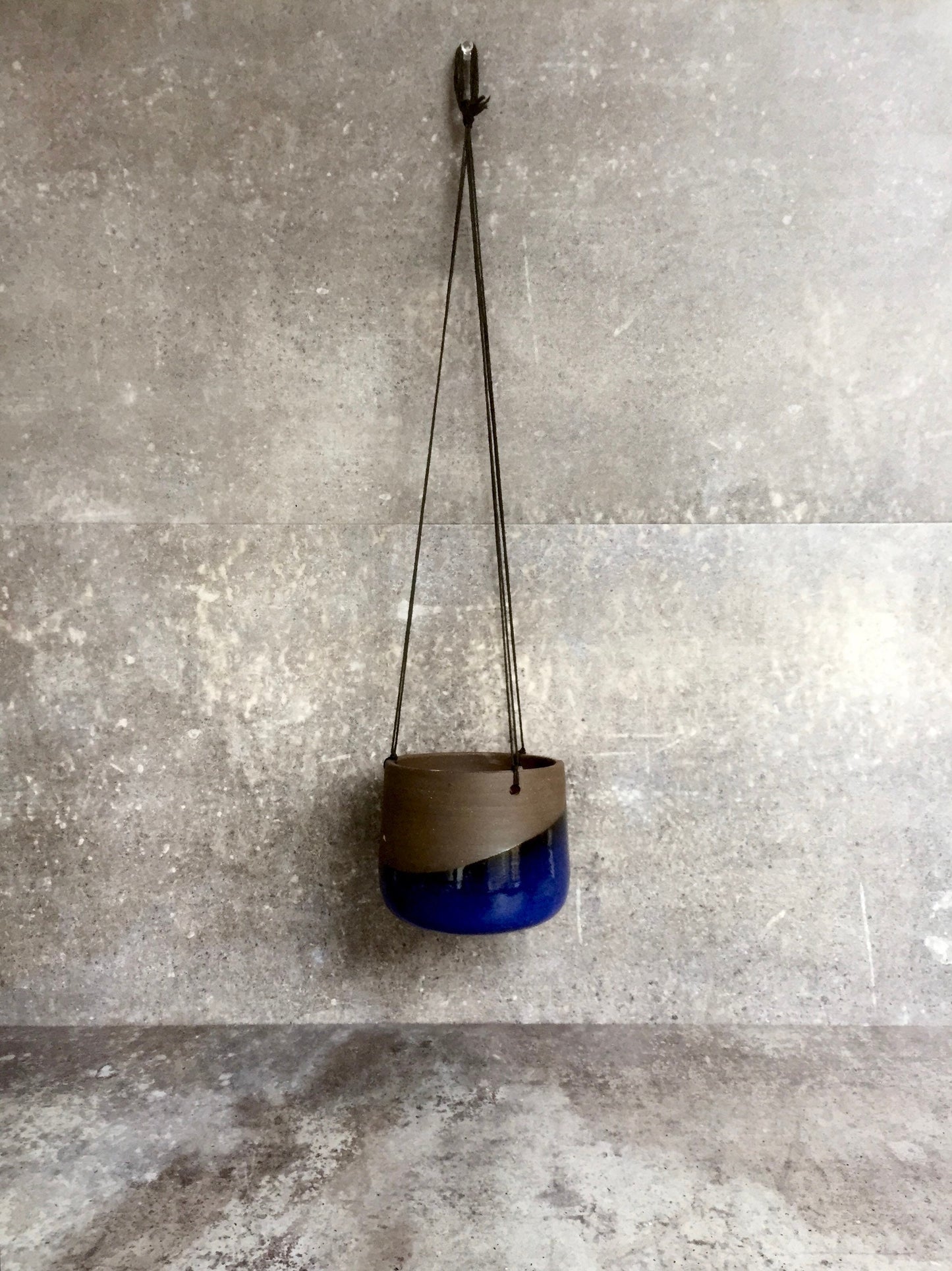 Small Ceramic planter-Blue- hanging flower pot -herb planter