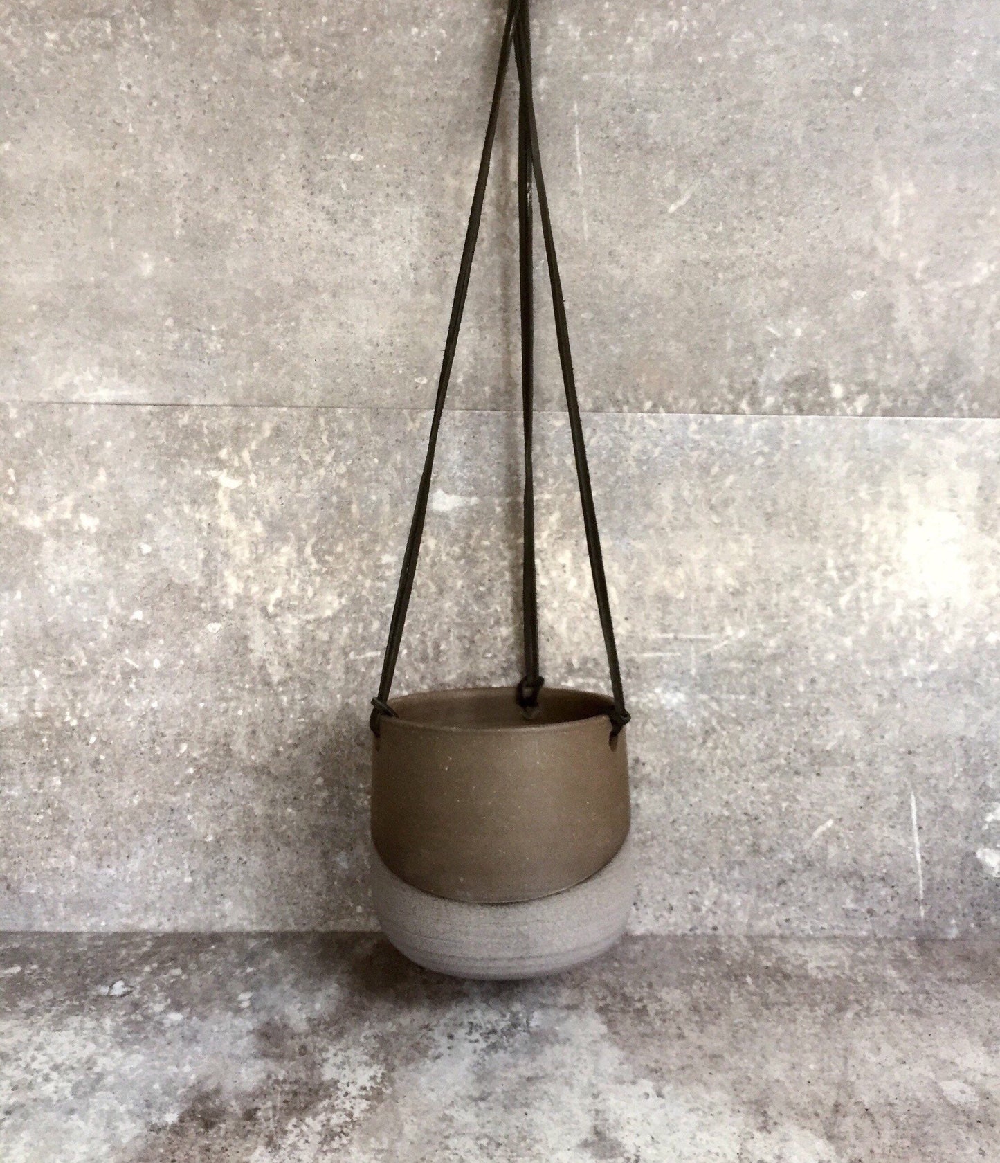 Hally custom order Large Ceramic planter-Purple/gray-   Hanging flower pot - herb planter