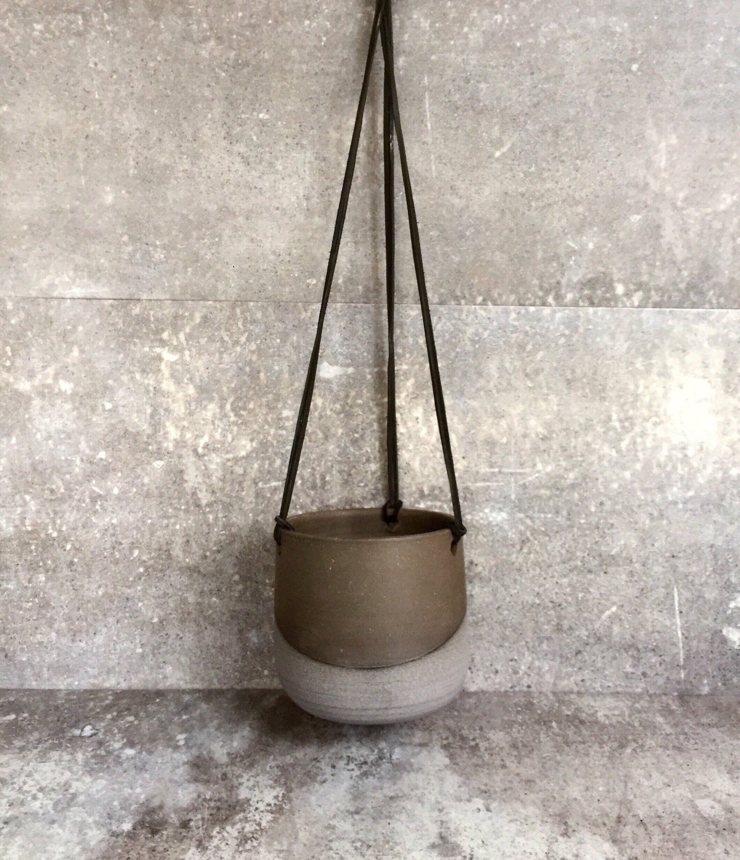 Hally custom order Large Ceramic planter-Purple/gray-   Hanging flower pot - herb planter