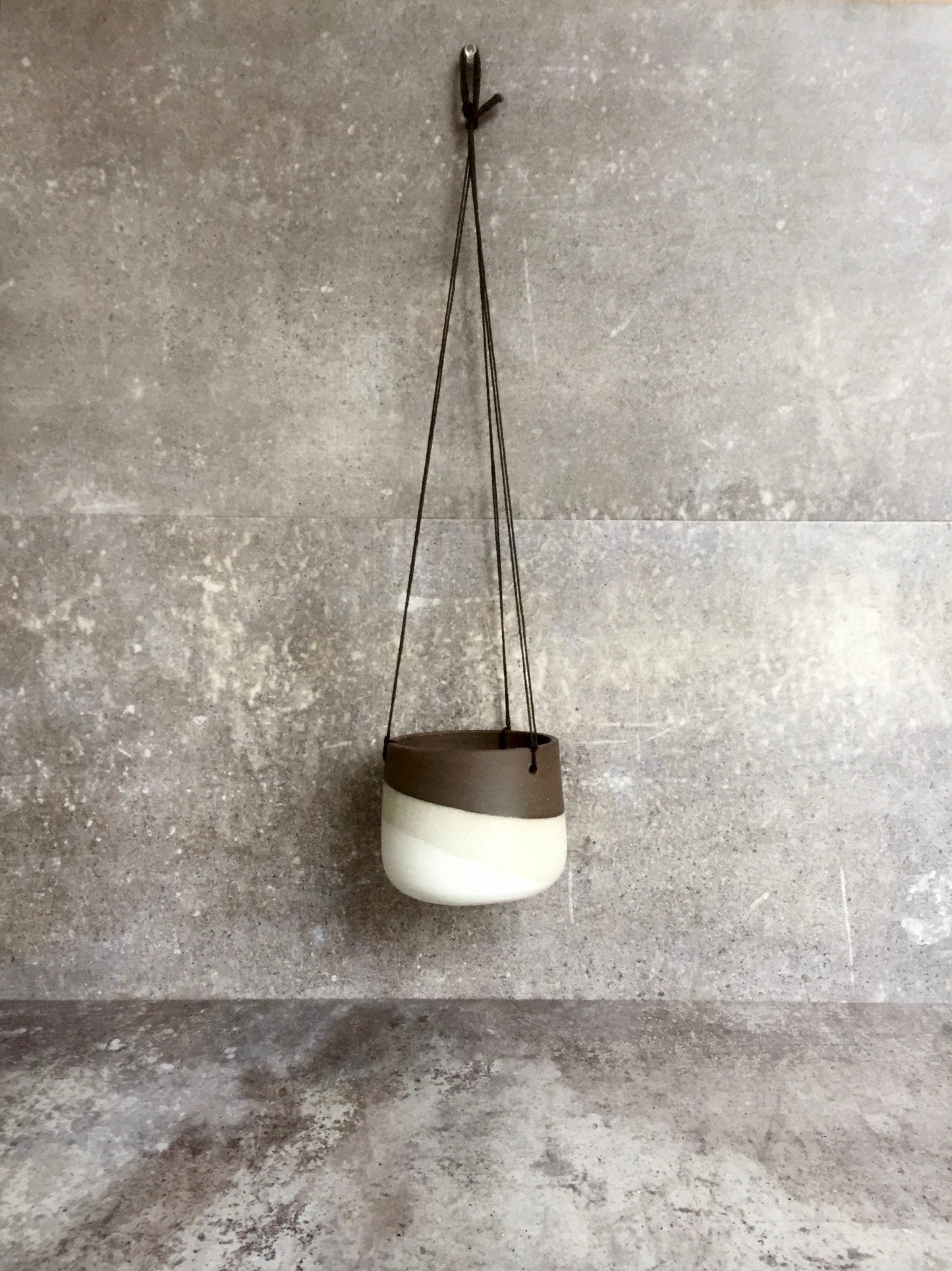 Small Ceramic planter-white-   Hanging flower pot - herb planter