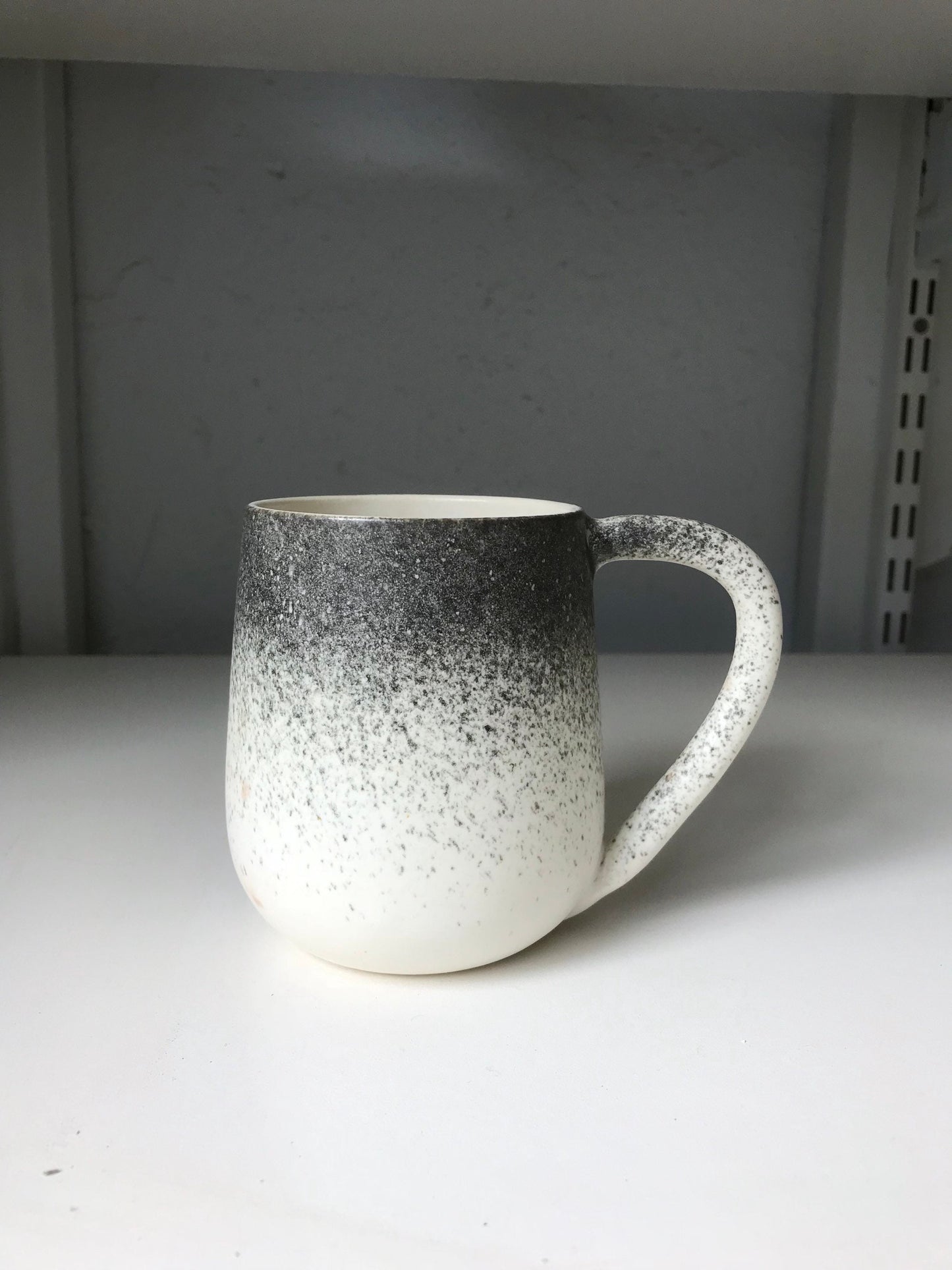 ceramic mug - coffee cup -modern  white and black spray.
