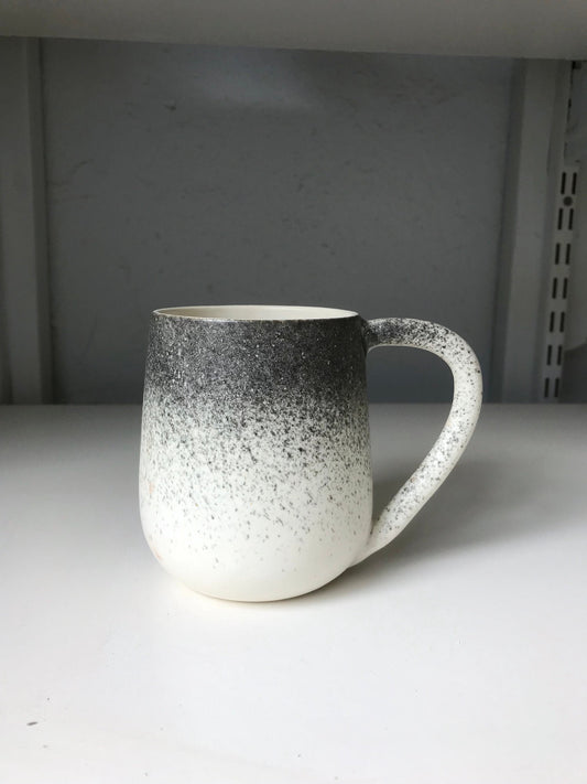 ceramic mug - coffee cup -modern  white and black spray.