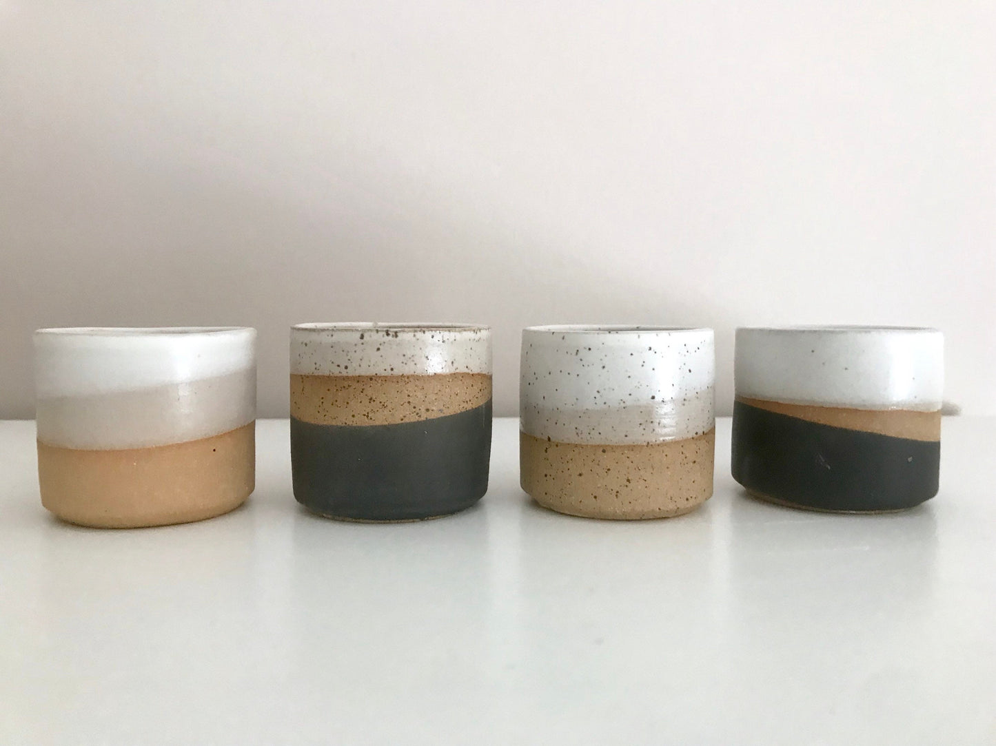 mini SPECKLED  Beige and white- ceramic Matchstick holder- Strike on side - small jar- NEW!