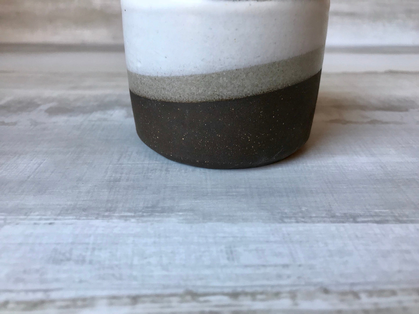 Wide chocolate and white - ceramic Matchstick holder- Strike on side - match jar- NEW!