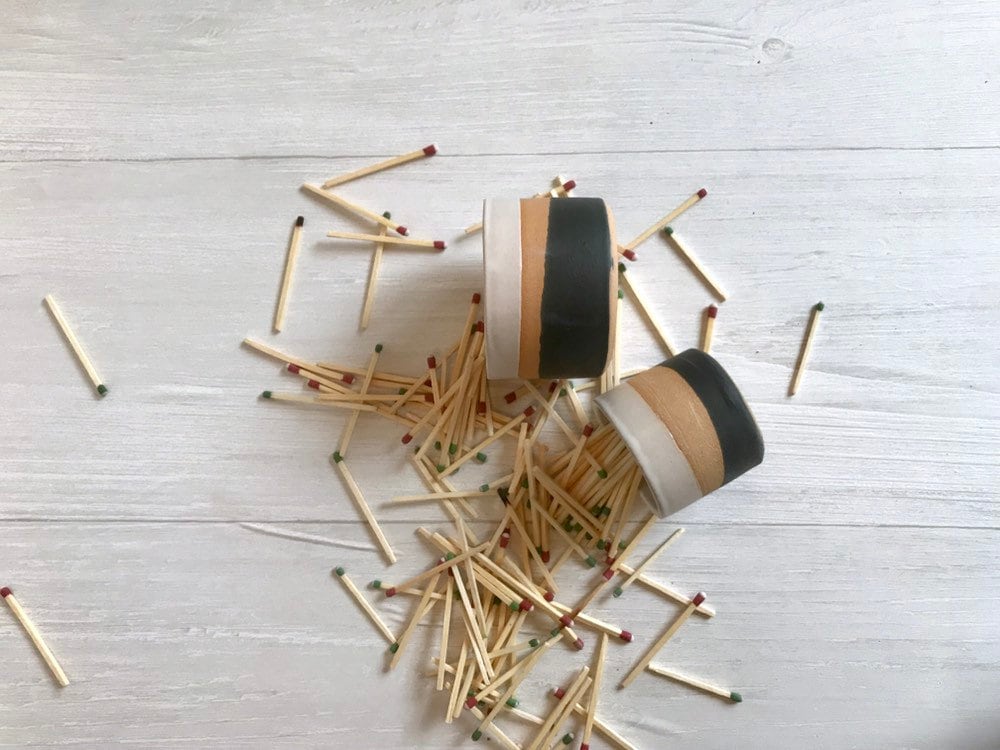 Tri color- ceramic Matchstick holder- Strike on side - two size options