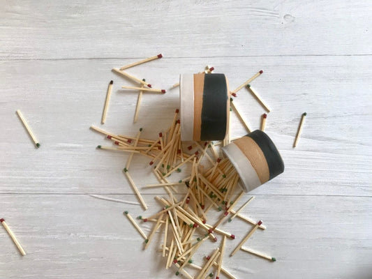 Tri color- ceramic Matchstick holder- Strike on side - two size options