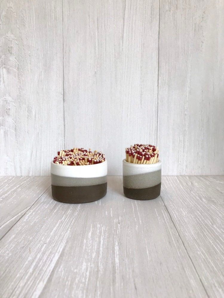Chocolate- ceramic Matchstick holder- Strike on side - two size options