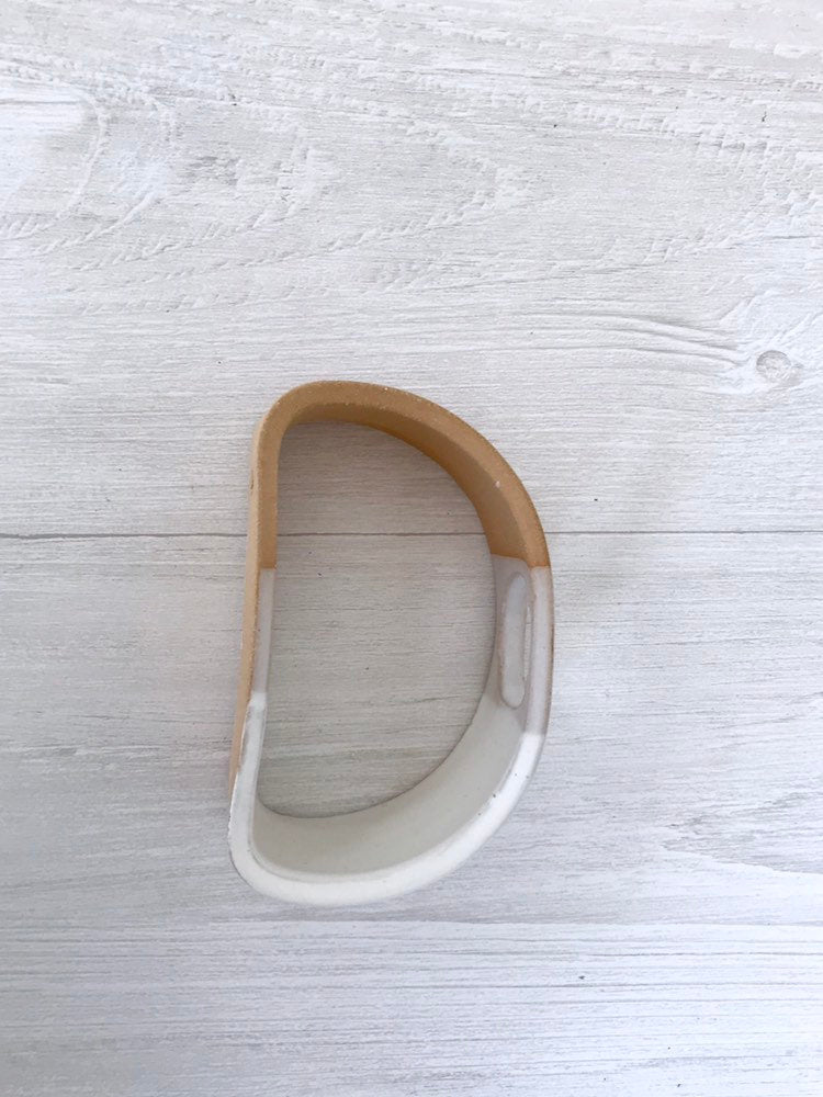 Beige Small Airplant stand- ceramic plant stand- - two tone white on beige stoneware