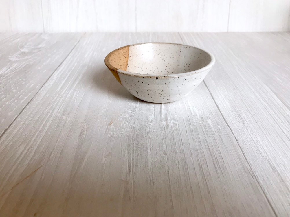 Speckled-ceramic ramekin- salt cellar- multipurpose dish-kitchenware- bowls- White