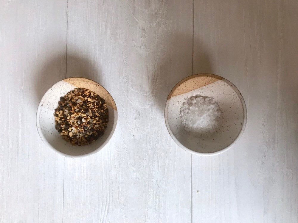 Speckled-ceramic ramekin- salt cellar- multipurpose dish-kitchenware- bowls- White