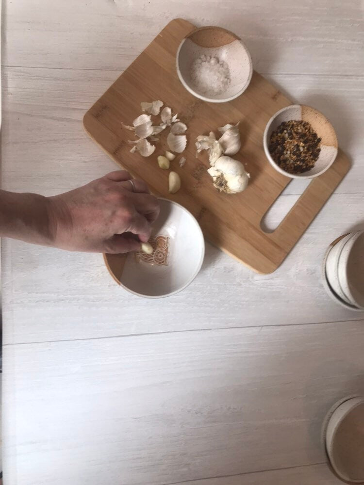 Beige -ceramic garlic grater - multipurpose dish-kitchenware- bowls- White