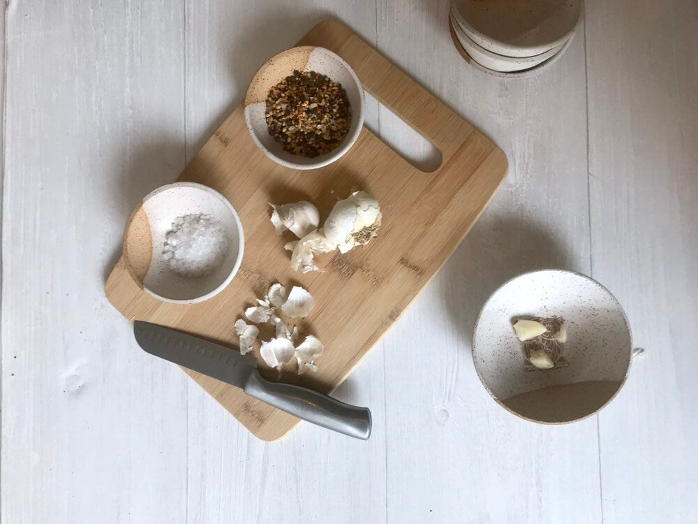 Beige -ceramic garlic grater - multipurpose dish-kitchenware- bowls- White