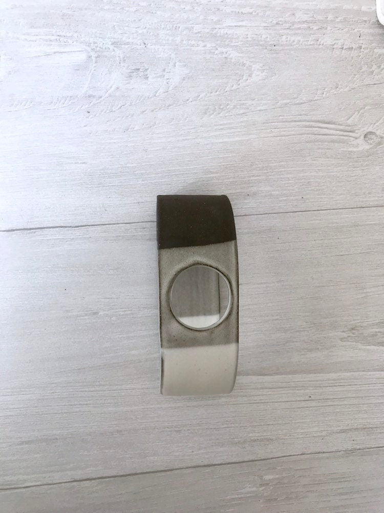 Chocolate- Small Airplant stand- ceramic plant stand- - two tone white on chocolate stoneware