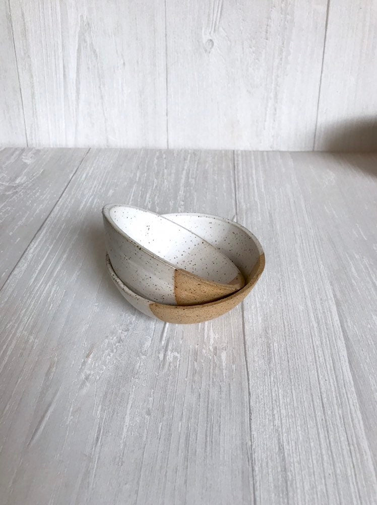 Speckled-ceramic ramekin- salt cellar- multipurpose dish-kitchenware- bowls- White