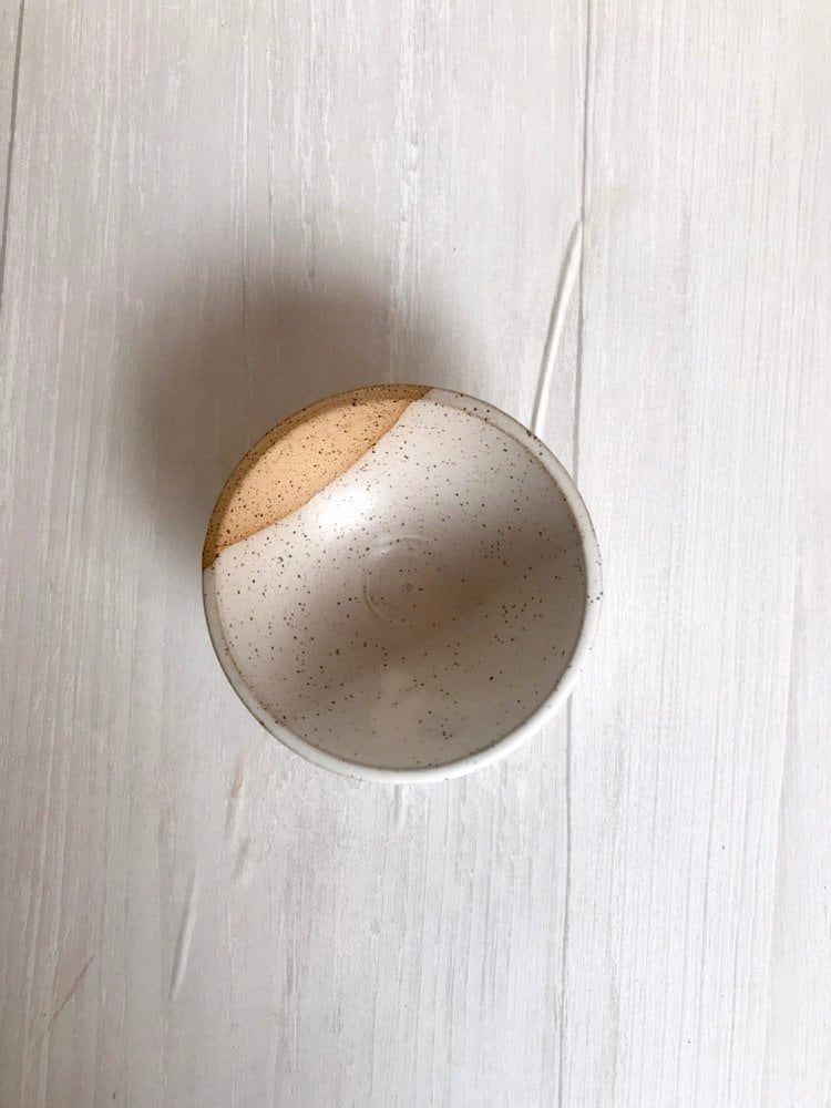 Speckled-ceramic ramekin- salt cellar- multipurpose dish-kitchenware- bowls- White