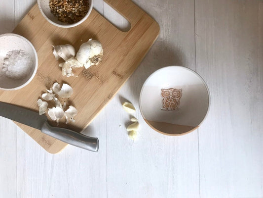 Beige -ceramic garlic grater - multipurpose dish-kitchenware- bowls- White