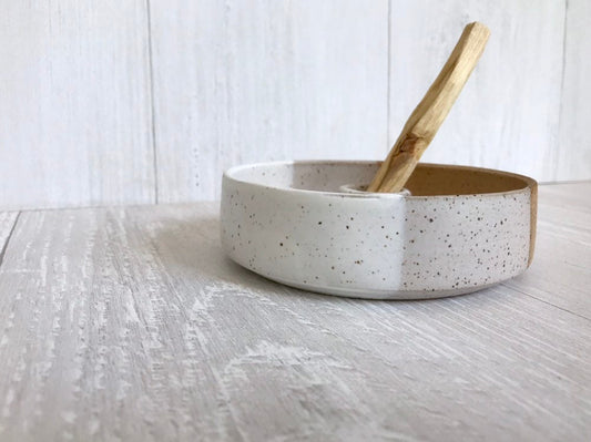 Speckeled- ceramic palo santo incense burner- ceramic tray- palo santo wood stick optional! white and speckeled
