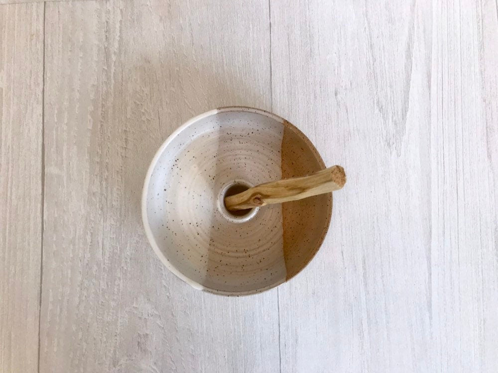Speckeled- ceramic palo santo incense burner- ceramic tray- palo santo wood stick optional! white and speckeled