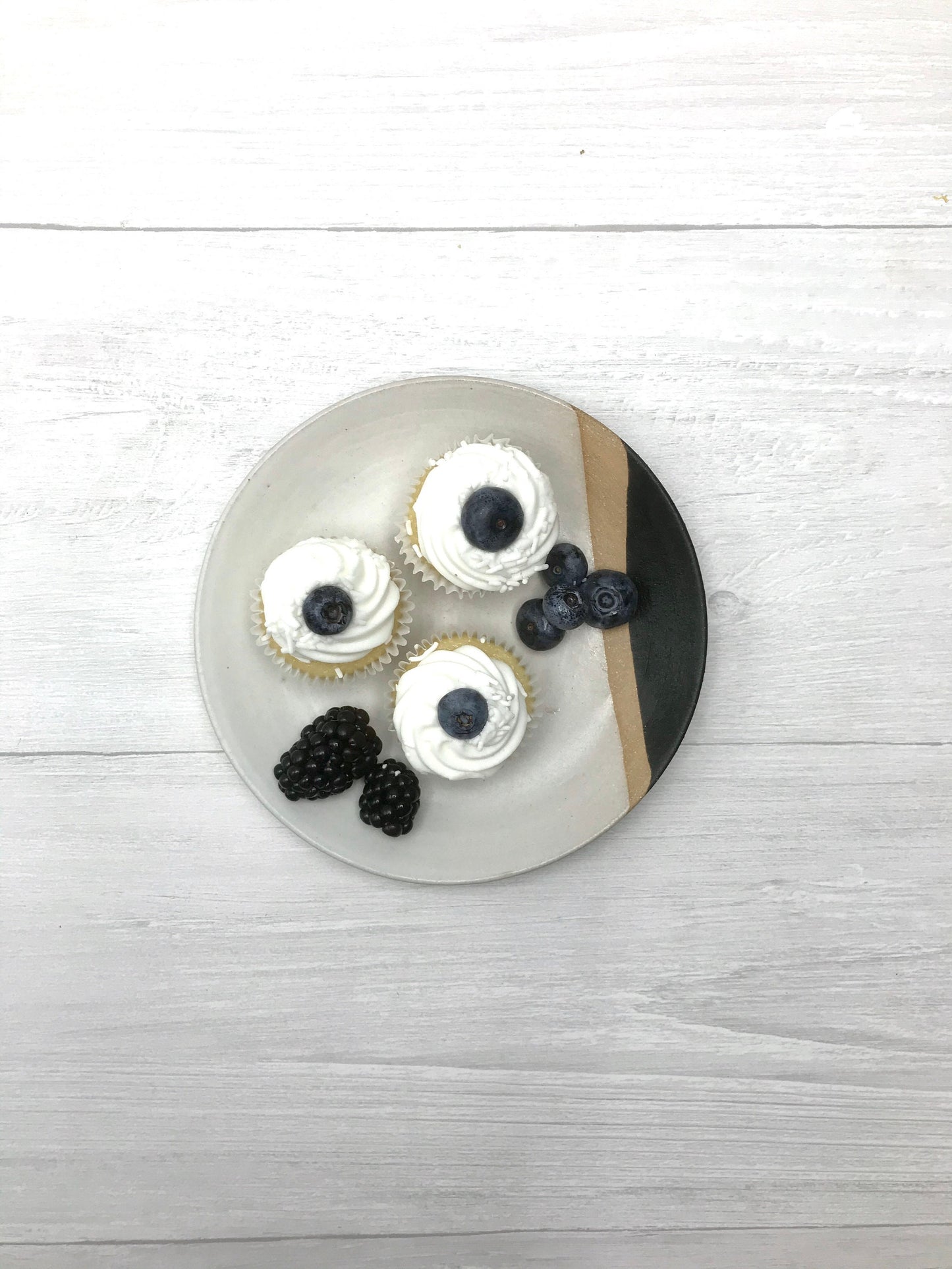 Tri color-small plate- dessert plate- multipurpose dish-kitchenware-White black and beige