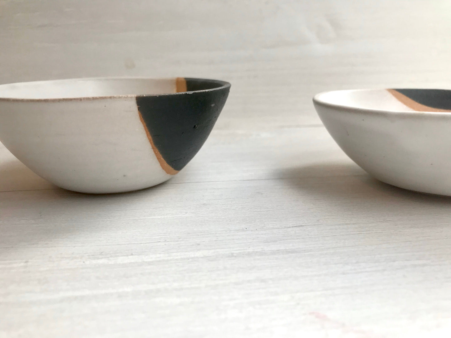 Tri color- ceramic ramekin- salt cellar- multipurpose dish-kitchenware- bowls- White, black and beige