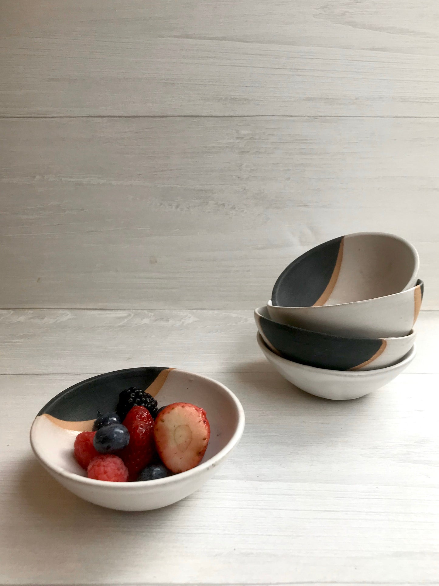 Tri color- ceramic ramekin- salt cellar- multipurpose dish-kitchenware- bowls- White, black and beige