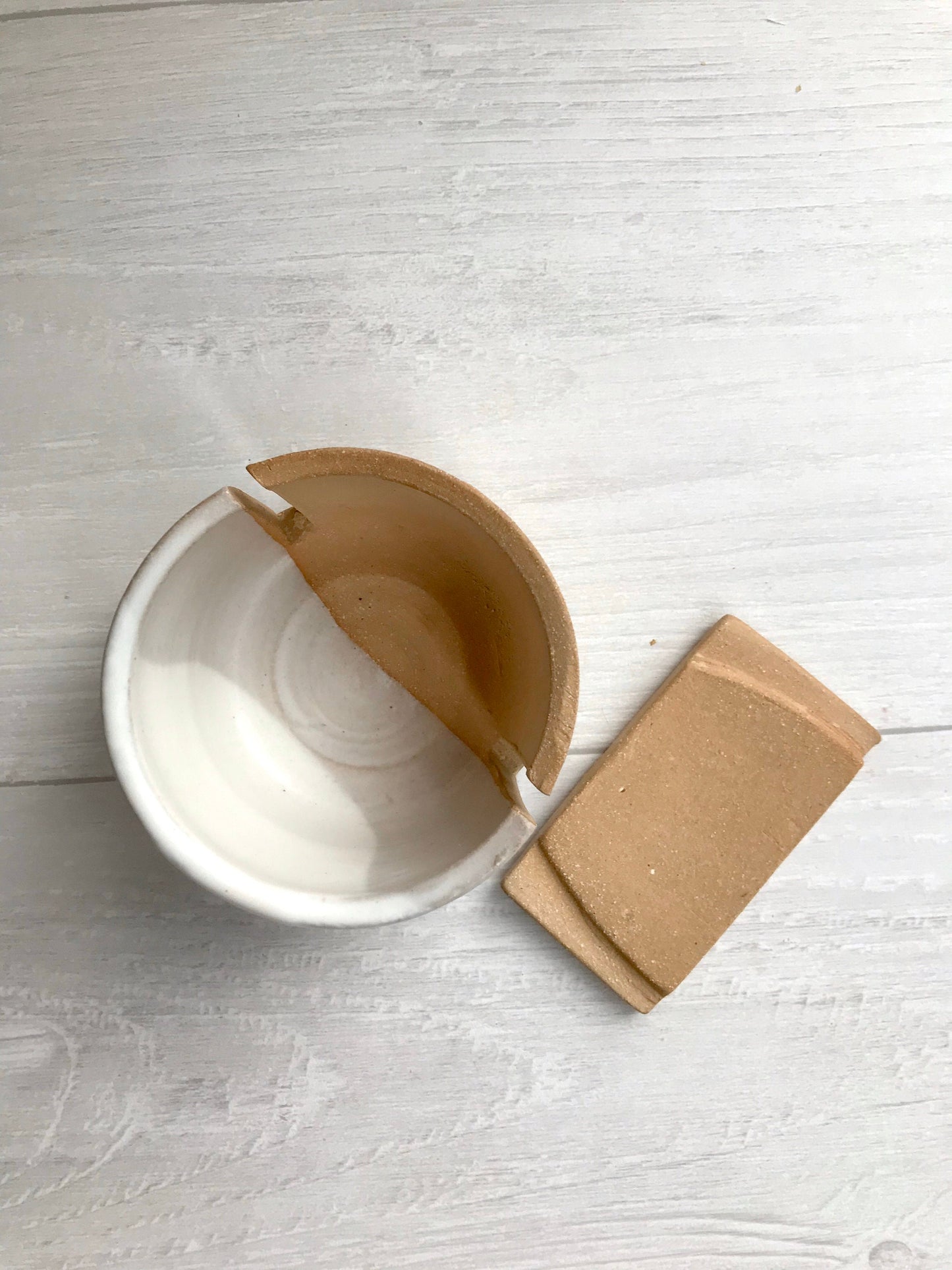 Beige - matchstick duo- ceramic Matchstick holder- With discard slot- Strike on side