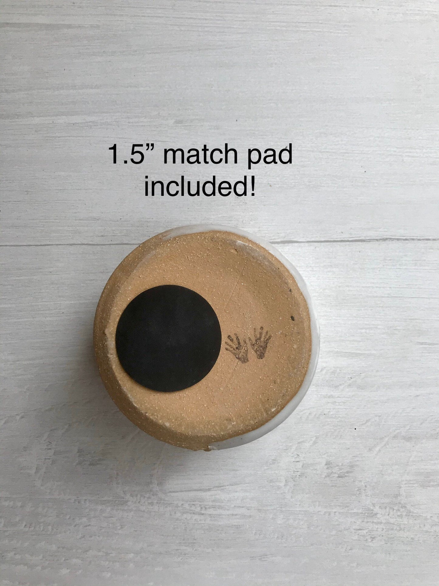 Beige - matchstick duo- ceramic Matchstick holder- With discard slot- Strike on side