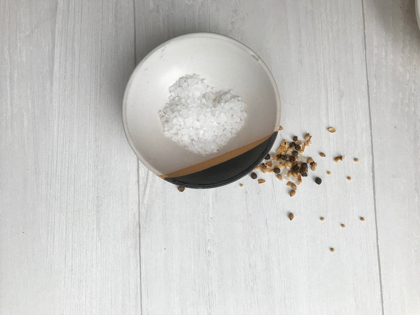 Tri color- ceramic ramekin- salt cellar- multipurpose dish-kitchenware- bowls- White, black and beige