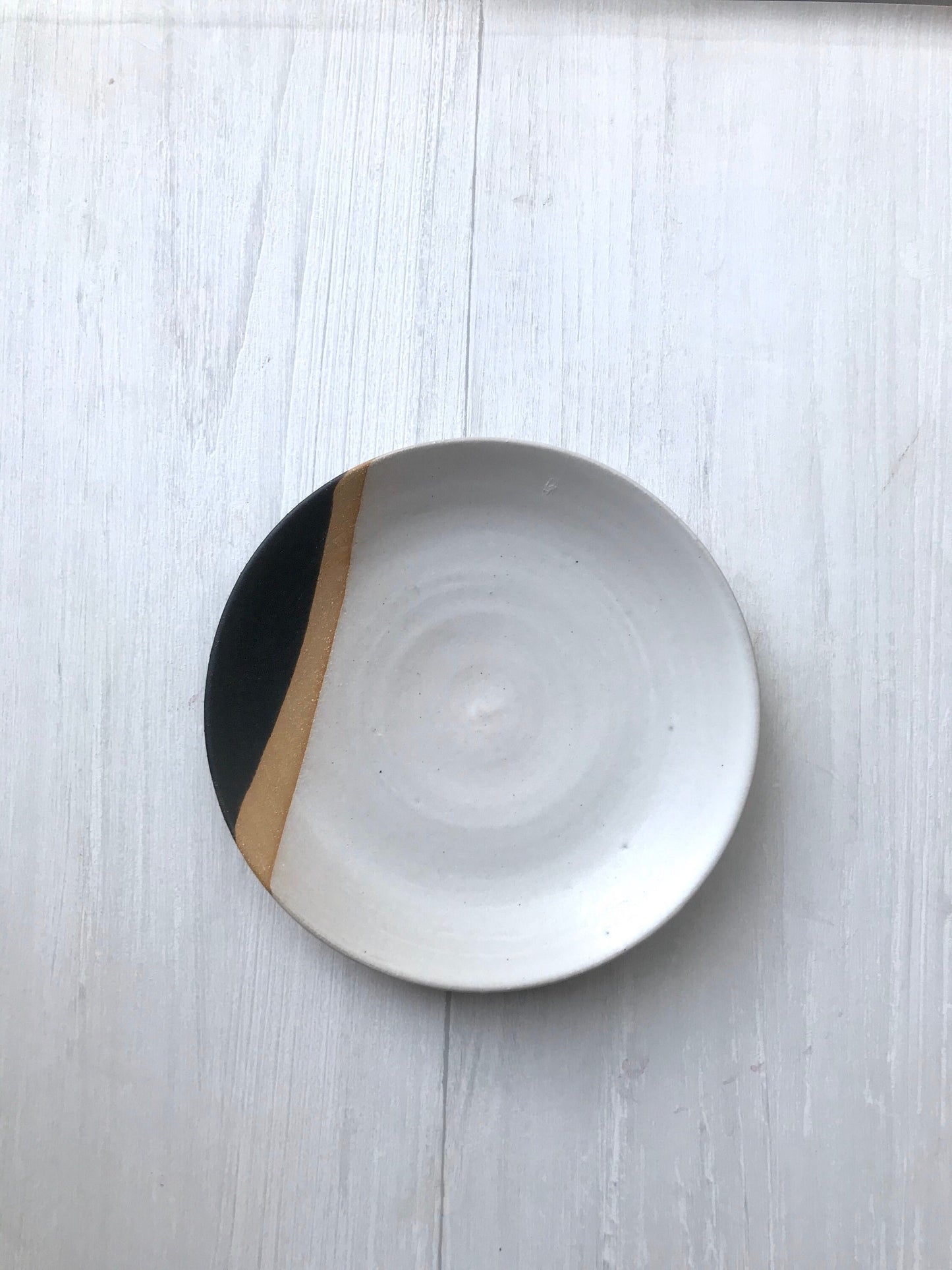 Tri color-small plate- dessert plate- multipurpose dish-kitchenware-White black and beige
